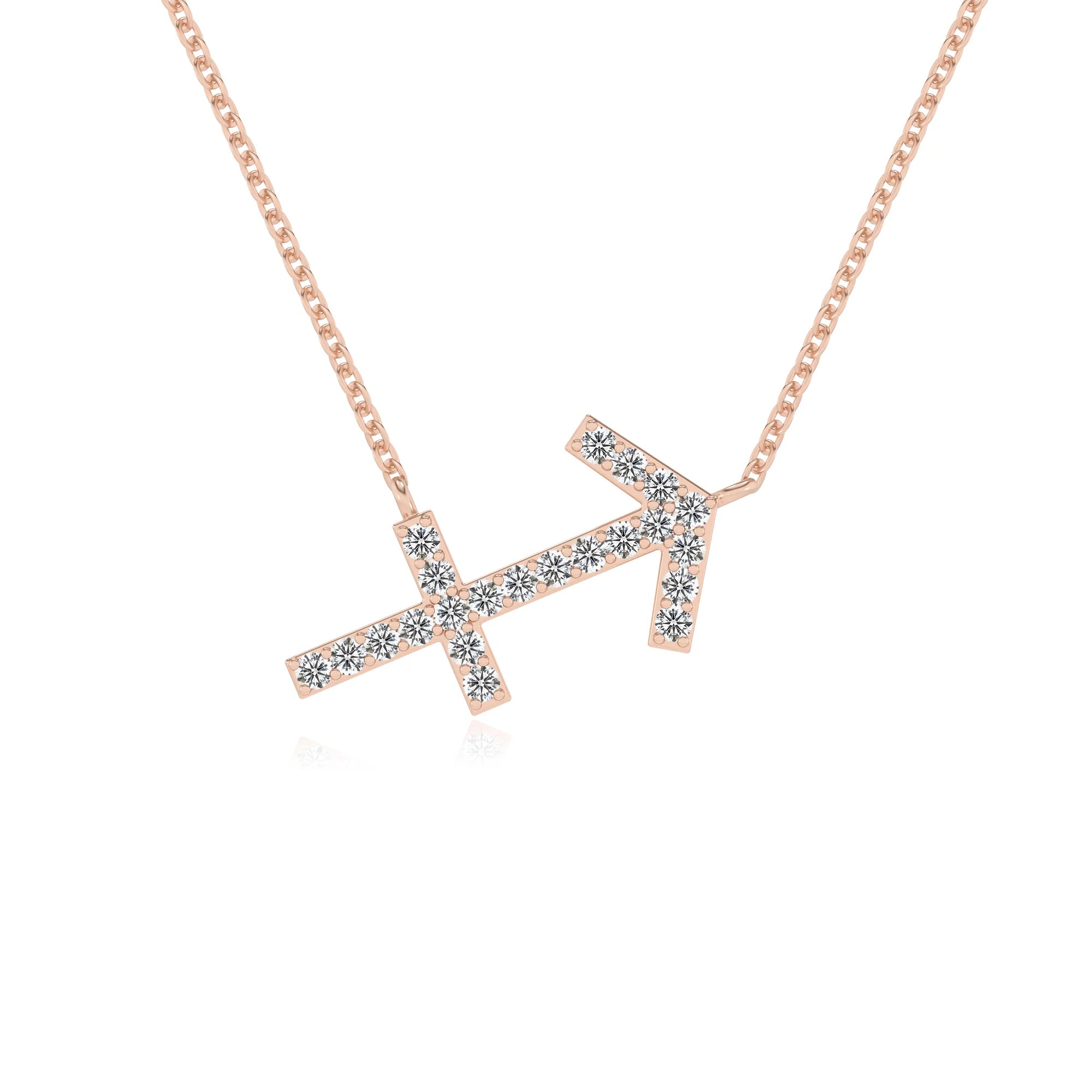lab grown diamond round necklaces in rose gold 