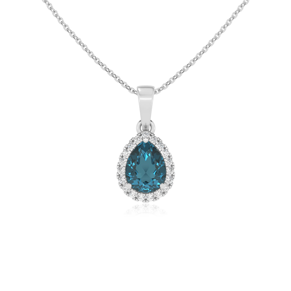 natural london-blue-topaz pear solitaire necklaces in platinum 