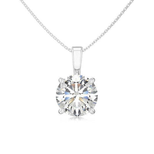 lab grown moissanite round solitaire necklaces in platinum 