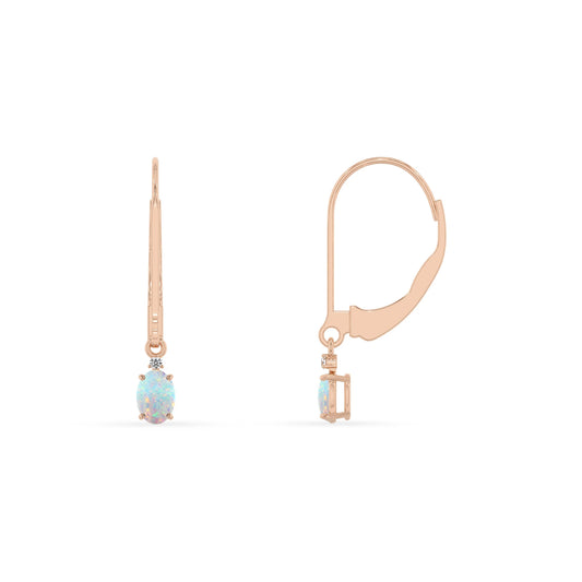 lab grown opal oval drop earrings in rose gold 
