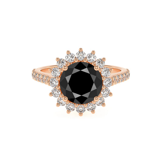 natural black-onyx round solitaire rings in rose gold 