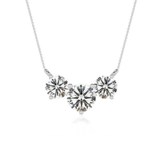 lab grown moissanite round solitaire v-bale necklaces in sterling silver 