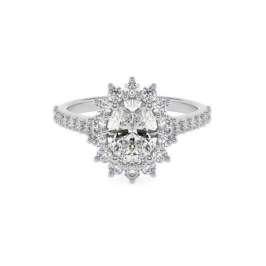 lab grown moissanite oval solitaire rings in white gold 