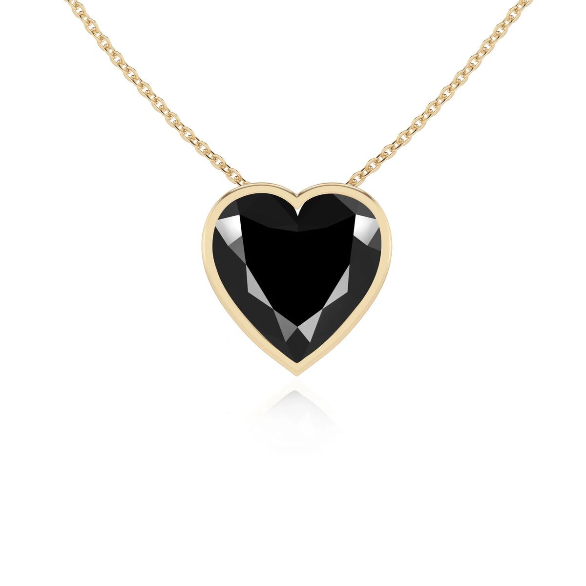 natural black-onyx heart solitaire necklaces in yellow gold 