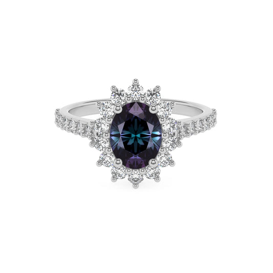 lab grown alexandrite oval solitaire rings in sterling silver 