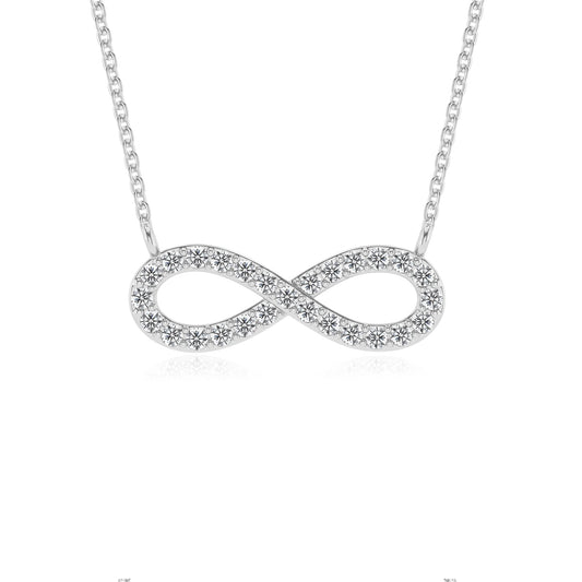 lab grown diamond round infinity v-bale necklaces in sterling silver 