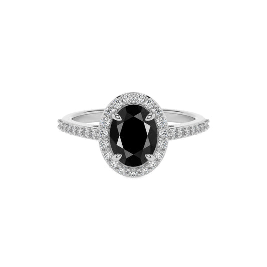 natural black-onyx oval solitaire rings in sterling silver 
