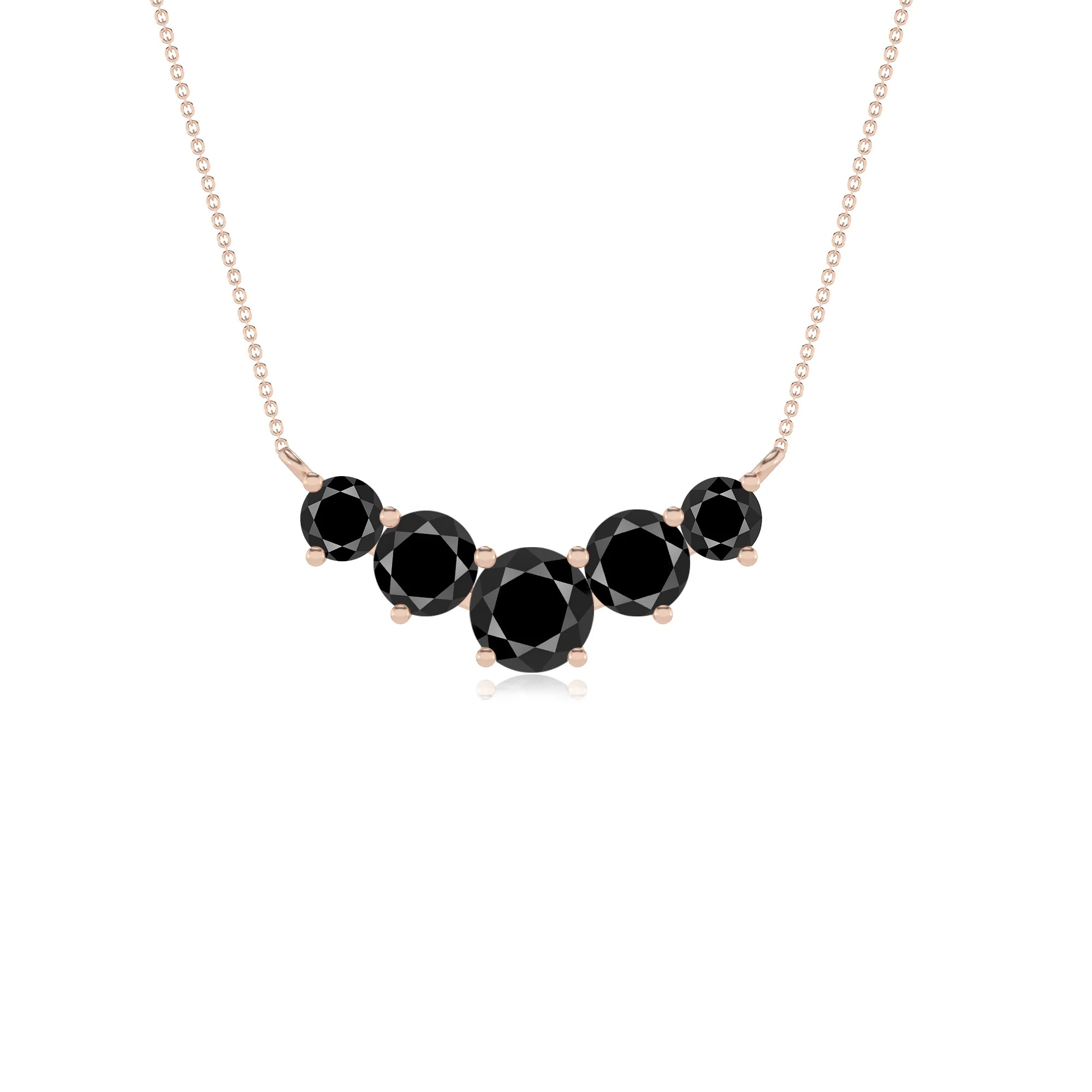 natural black-onyx round bar necklaces in rose gold 