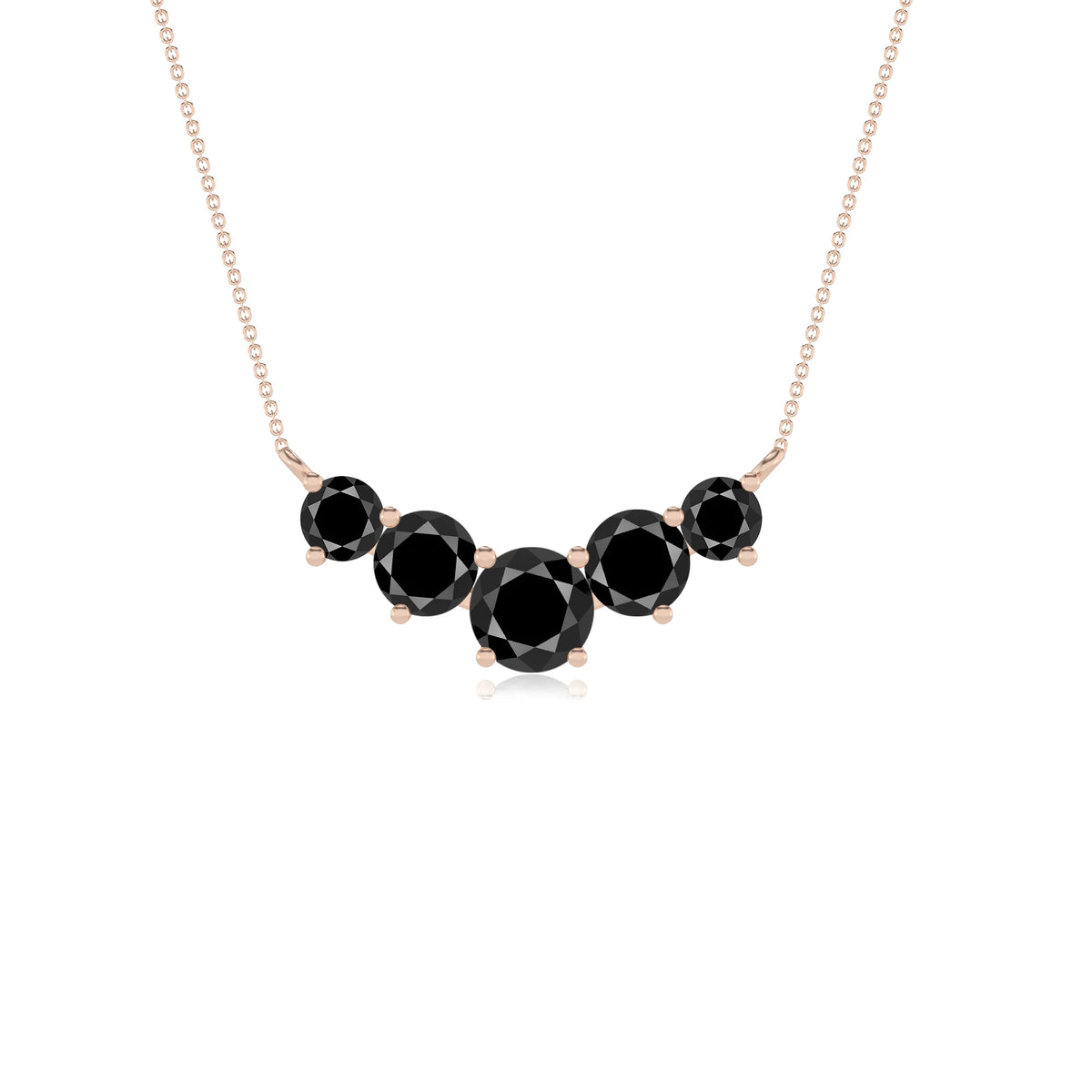 natural black-onyx round bar necklaces in rose gold 
