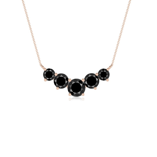 natural black-onyx round bar necklaces in rose gold 
