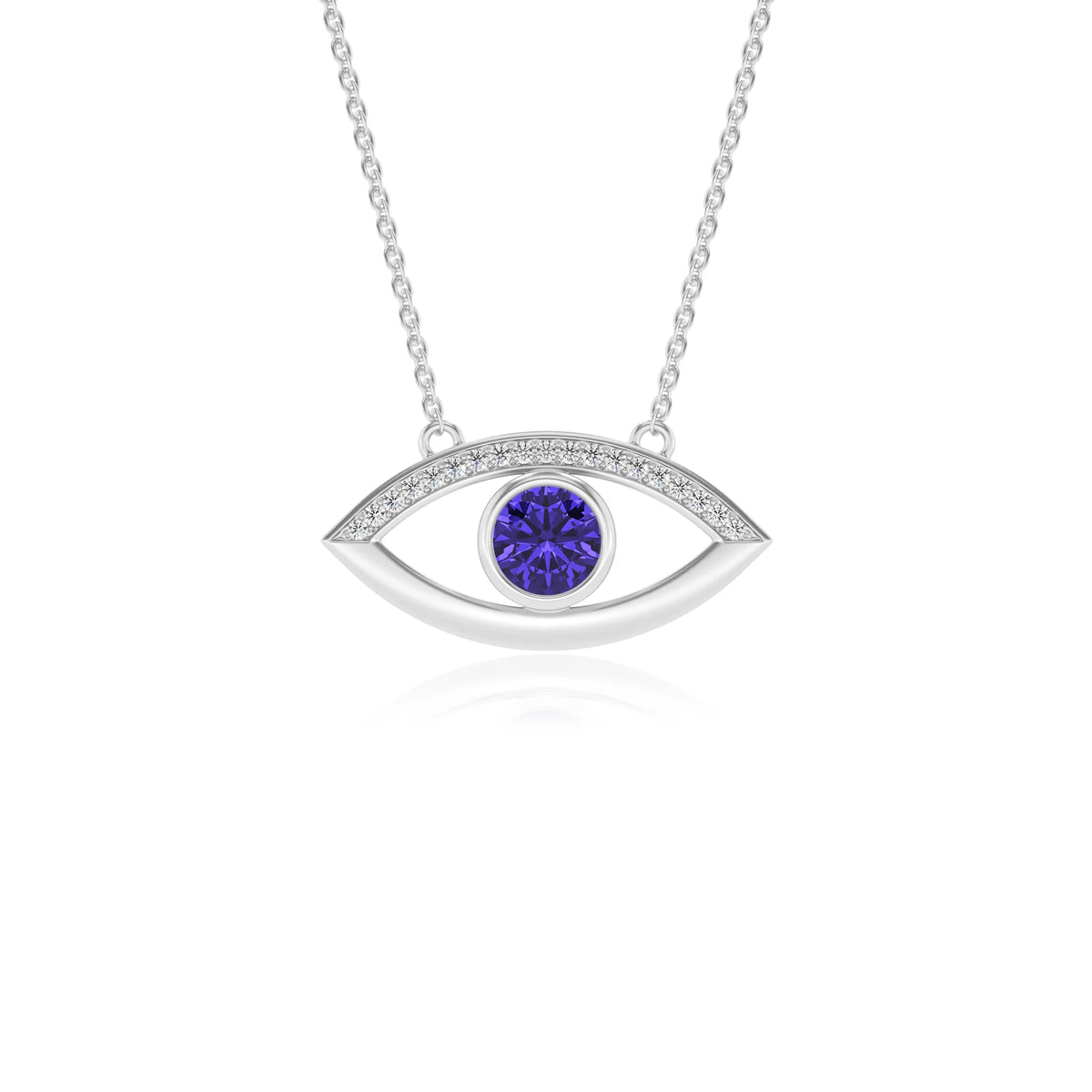 lab grown tanzanite round solitaire necklaces in white gold 