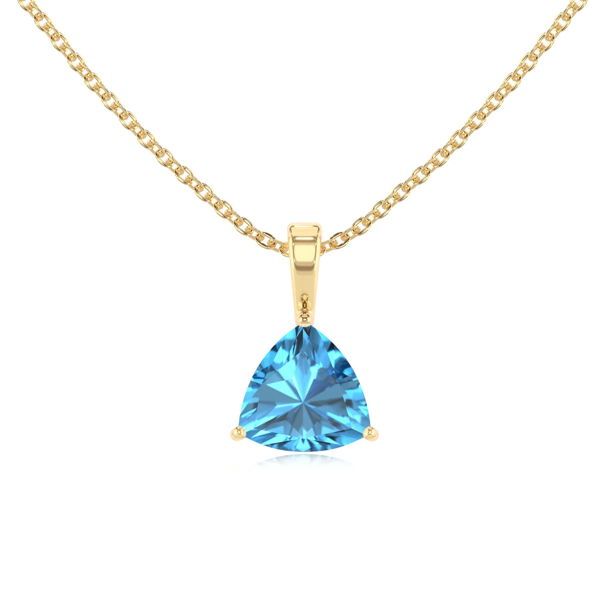 natural swiss-blue-topaz trillion solitaire necklaces in yellow gold 