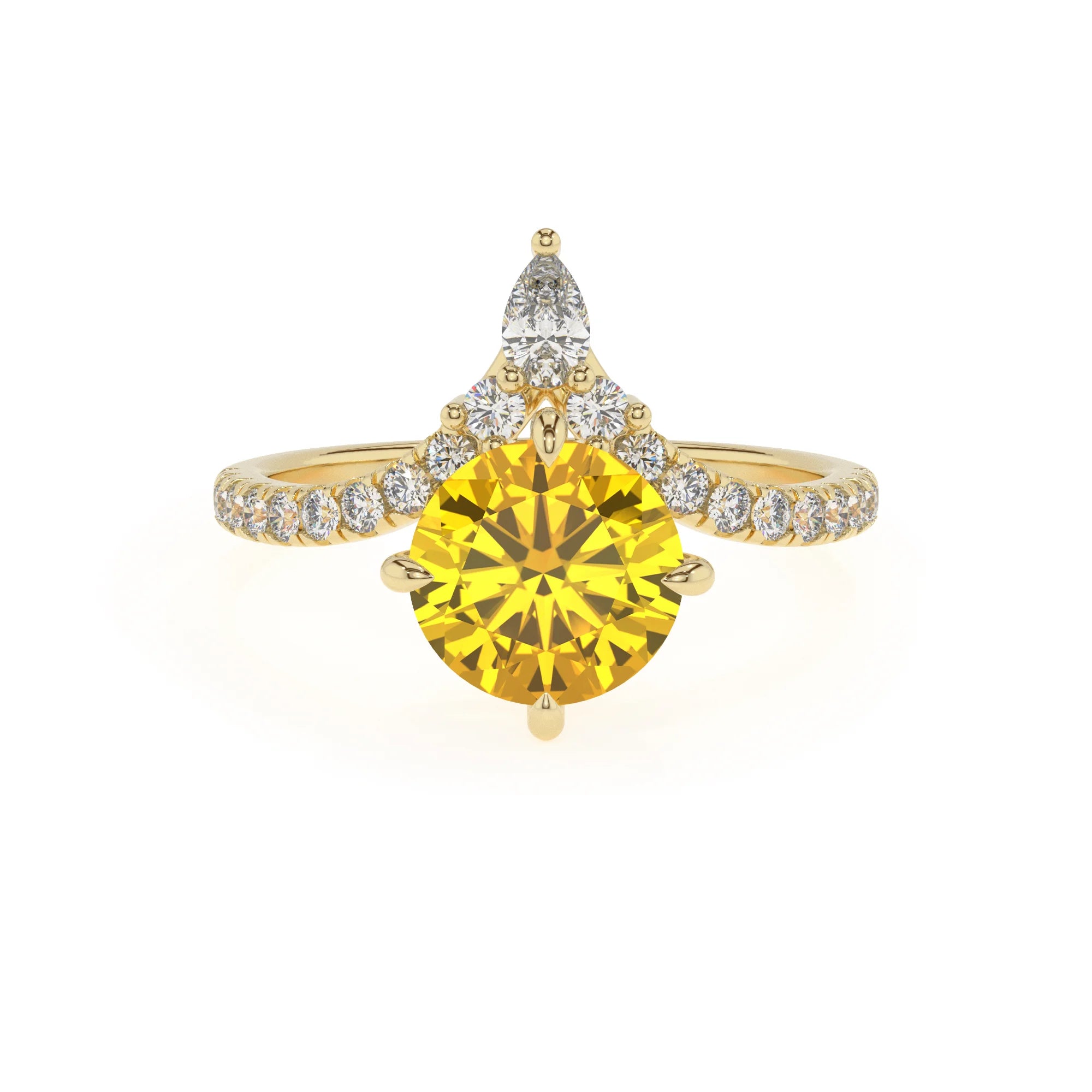 lab grown yellow-sapphire round solitaire rings in yellow gold 
