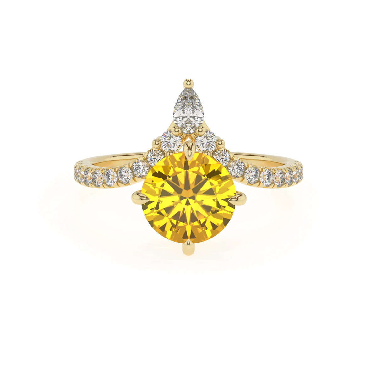 lab grown yellow-sapphire round solitaire rings in yellow gold 