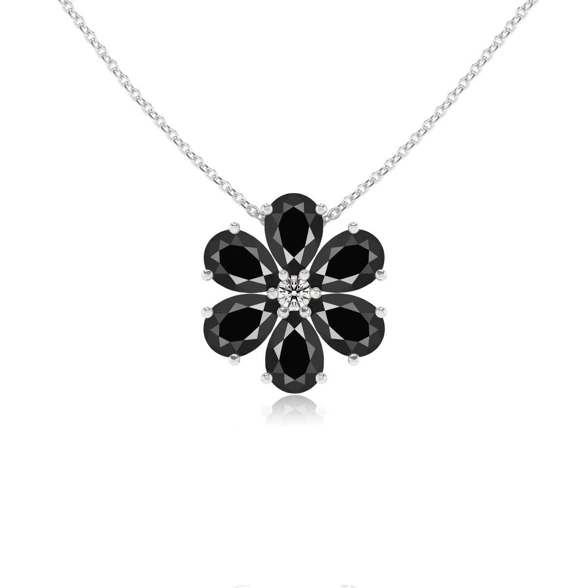 natural black-onyx pear solitaire necklaces in white gold 