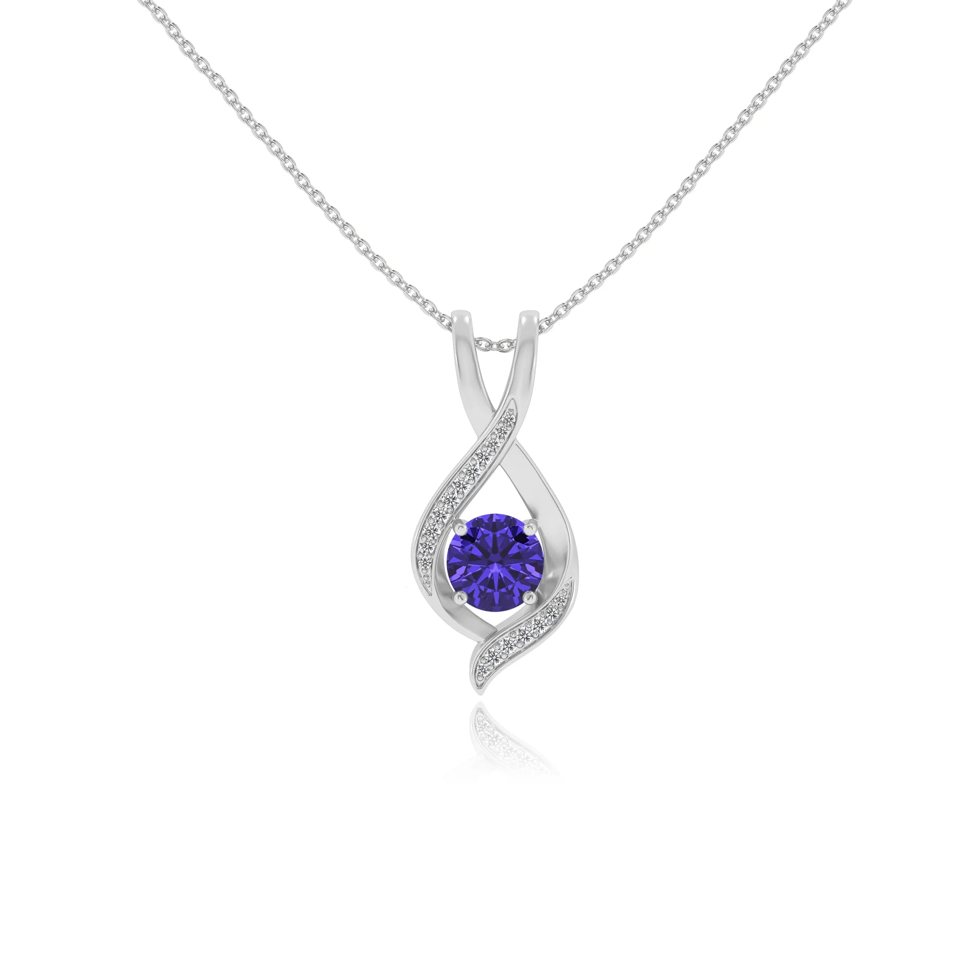 lab grown tanzanite round solitaire necklaces in platinum 
