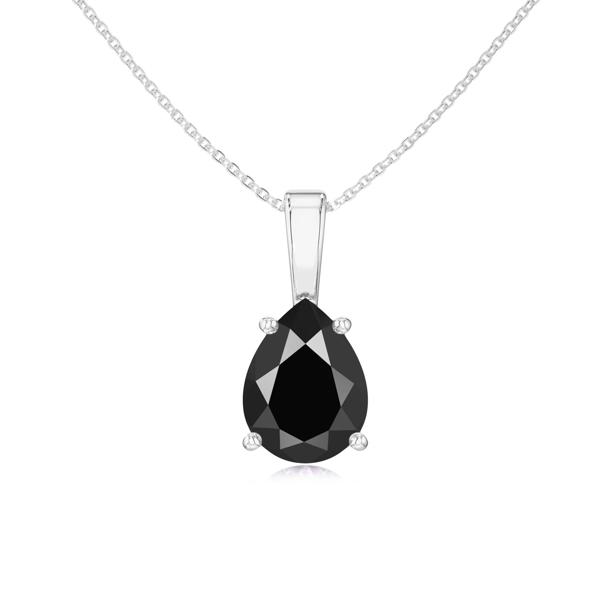 natural black-onyx pear solitaire necklaces in white gold 