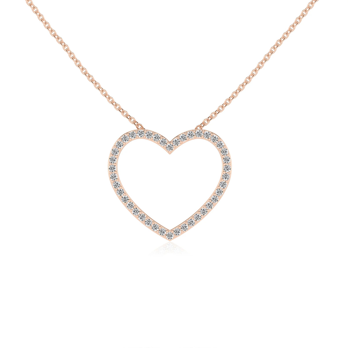 lab grown moissanite round necklaces in rose gold 