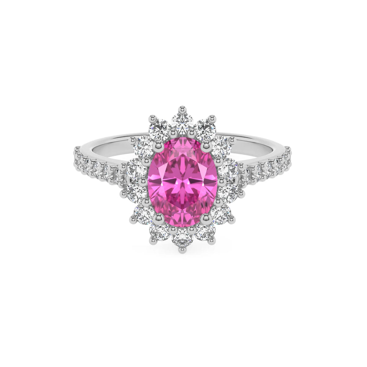 lab grown pink-sapphire oval solitaire rings in white gold 