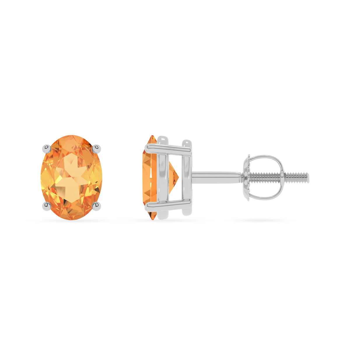 lab grown citrine oval stud earrings in sterling silver 