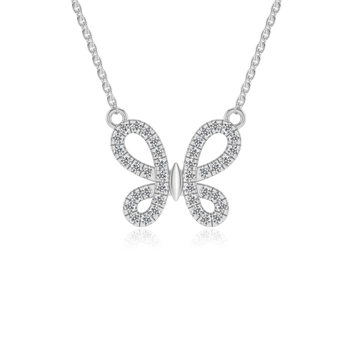 lab grown moissanite round infinity necklaces in sterling silver 