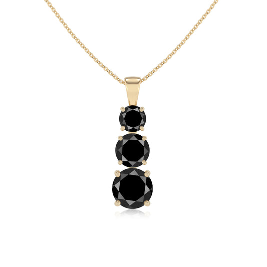 natural black-onyx round bar v-bale necklaces in yellow gold 