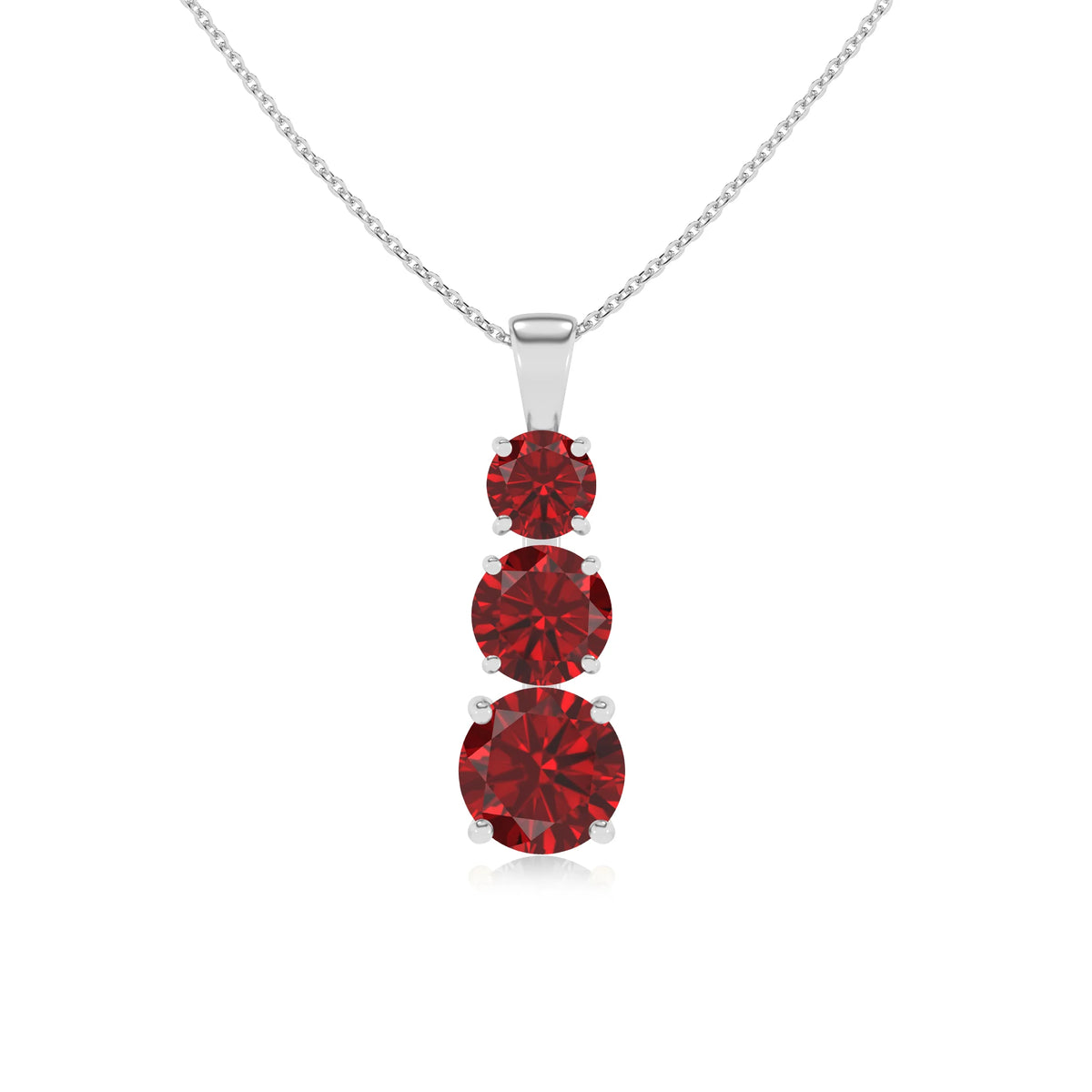 lab grown ruby round bar v-bale necklaces in platinum 