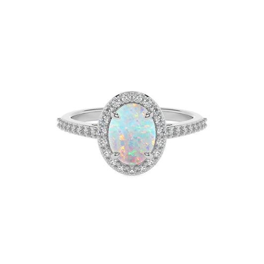 lab grown opal oval solitaire rings in sterling silver 