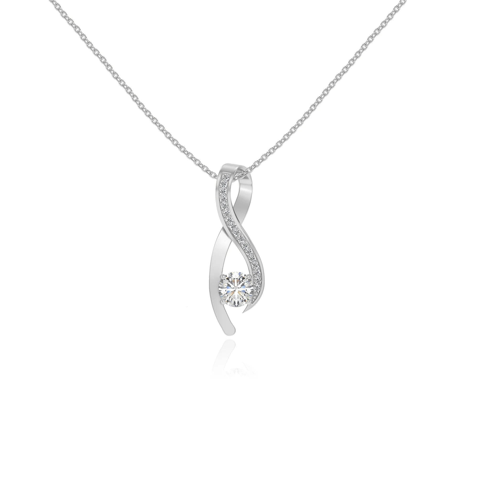 lab grown moissanite round solitaire necklaces in white gold 