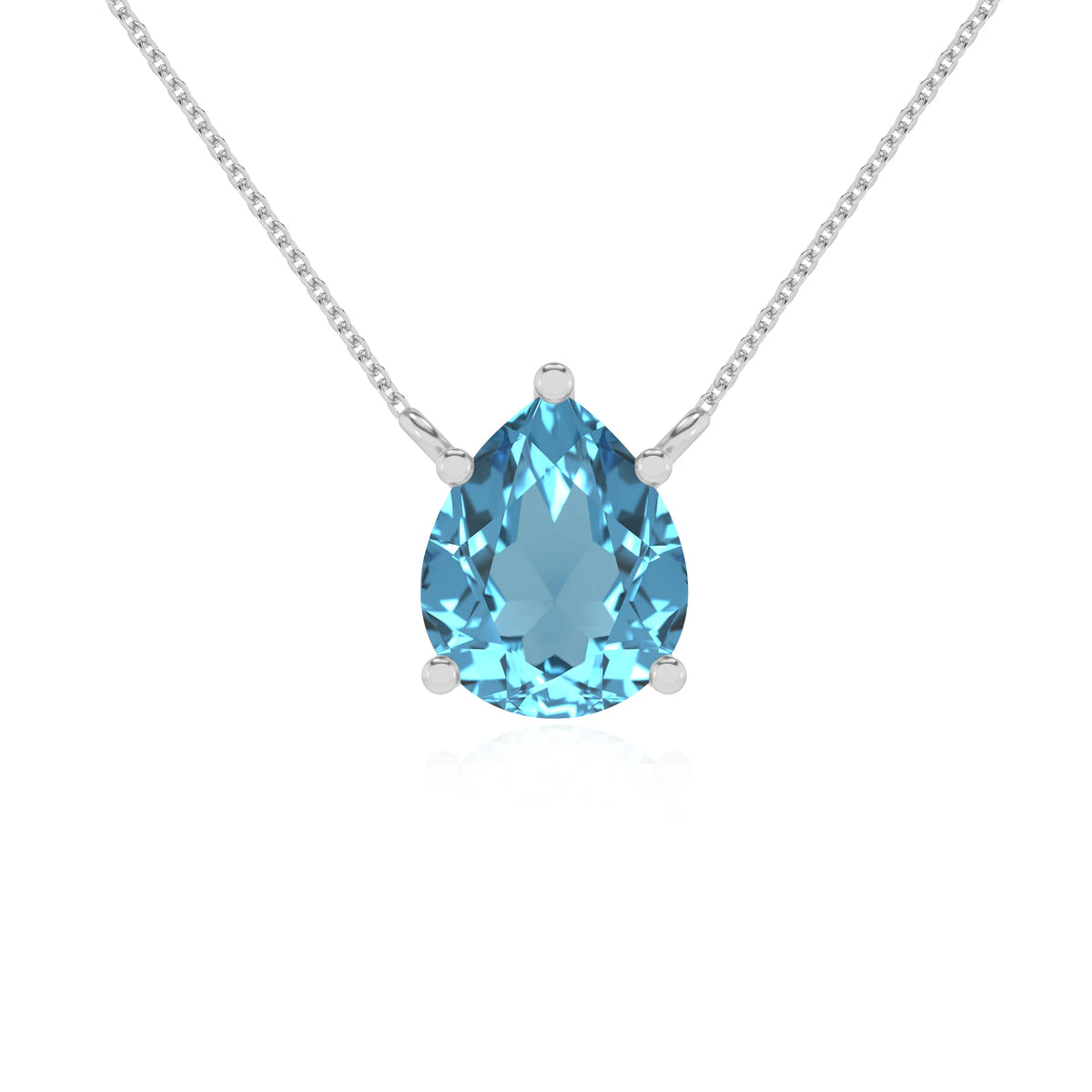 natural swiss-blue-topaz pear solitaire necklaces in sterling silver 
