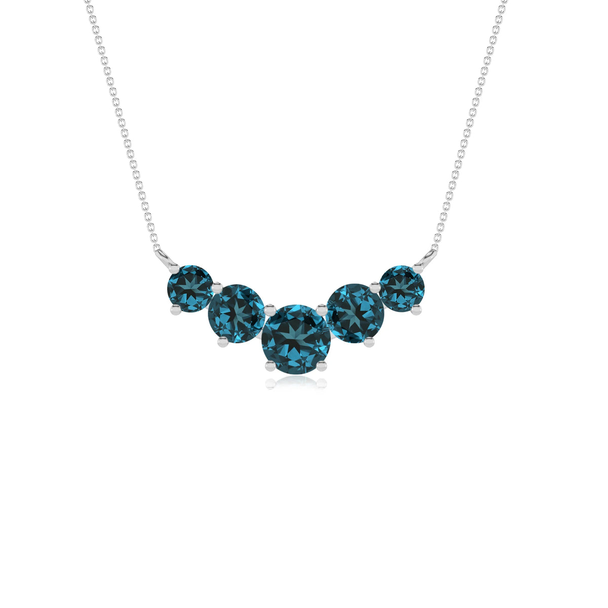 natural london-blue-topaz round bar necklaces in sterling silver 