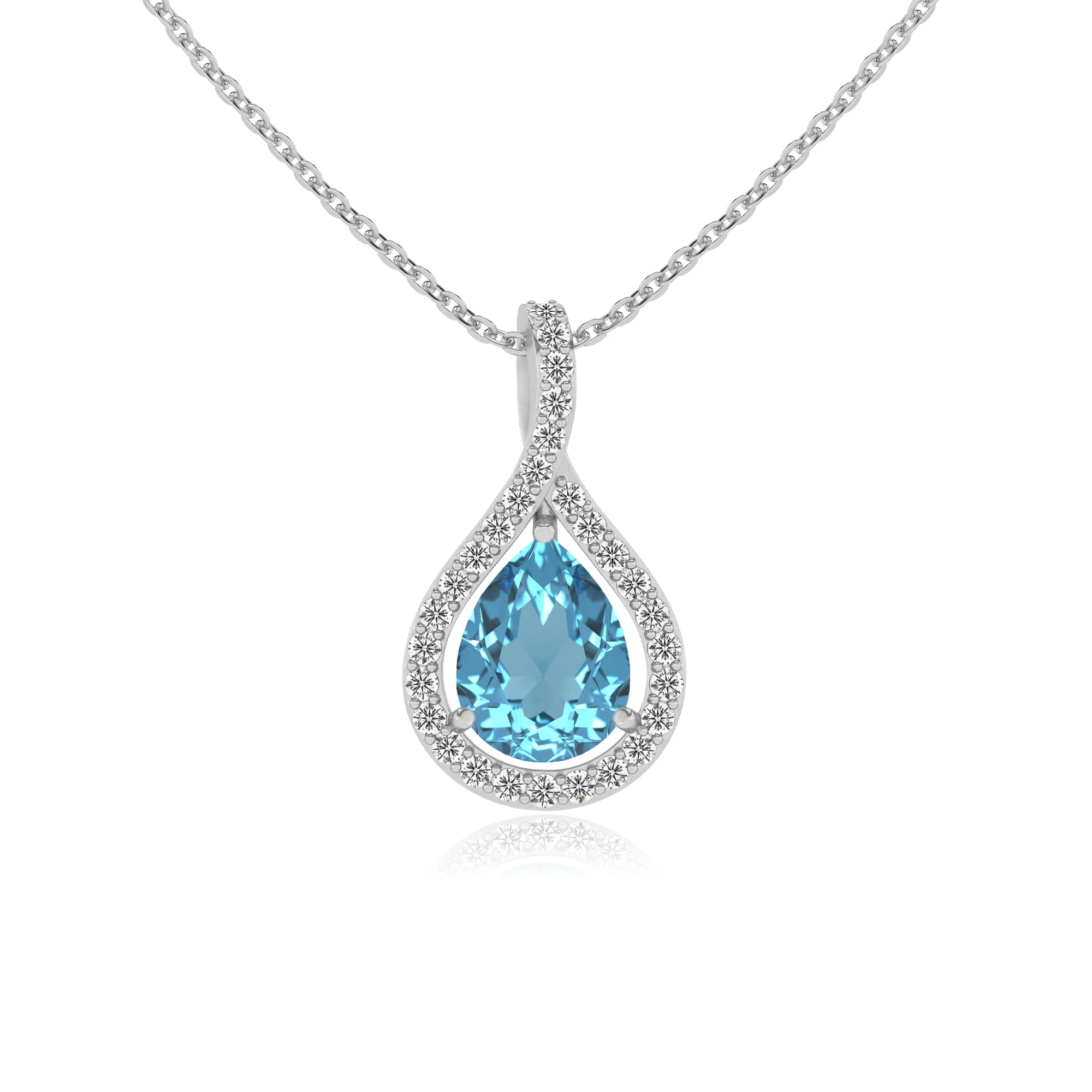natural swiss-blue-topaz pear solitaire necklaces in platinum 