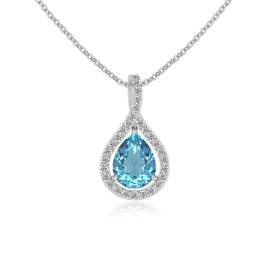 natural swiss-blue-topaz pear solitaire necklaces in platinum 