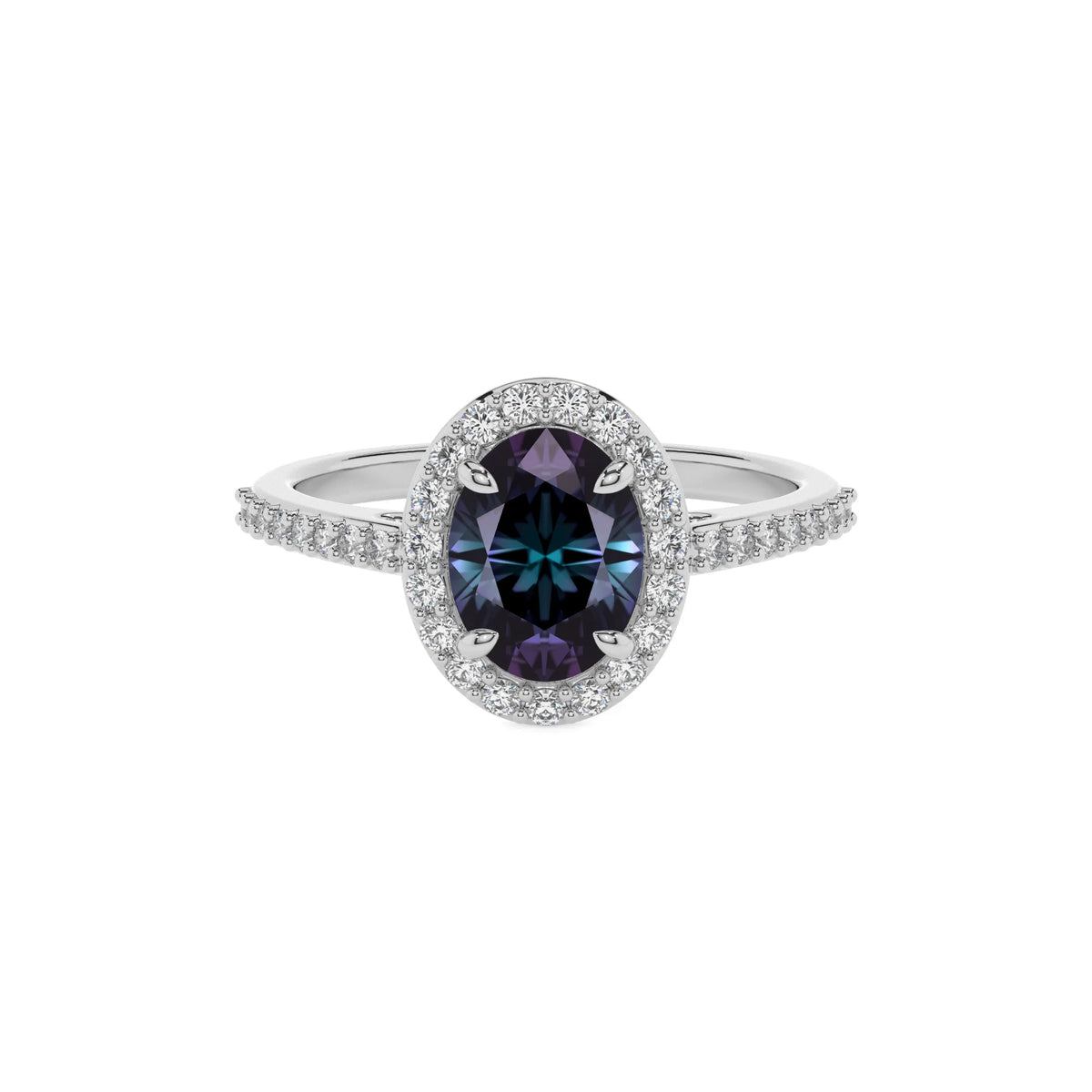 lab grown alexandrite oval solitaire rings in sterling silver 