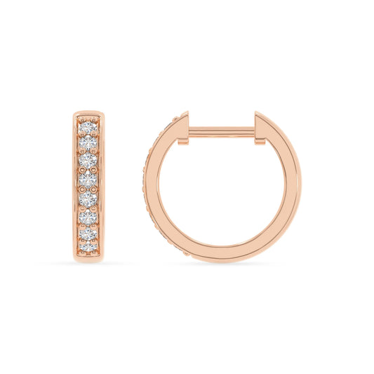 lab grown moissanite round hoop earrings in rose gold 