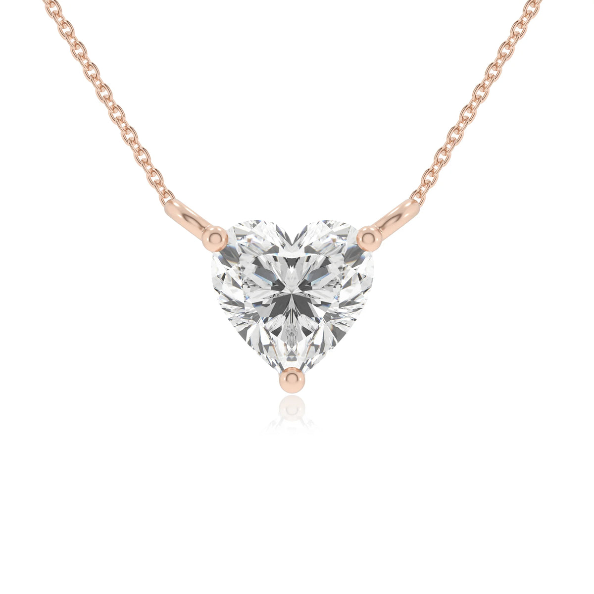 lab grown moissanite heart solitaire necklaces in rose gold 