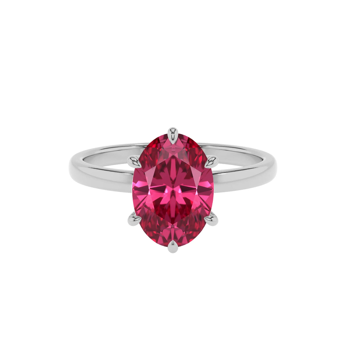 lab grown pink-tourmaline oval solitaire rings in platinum 
