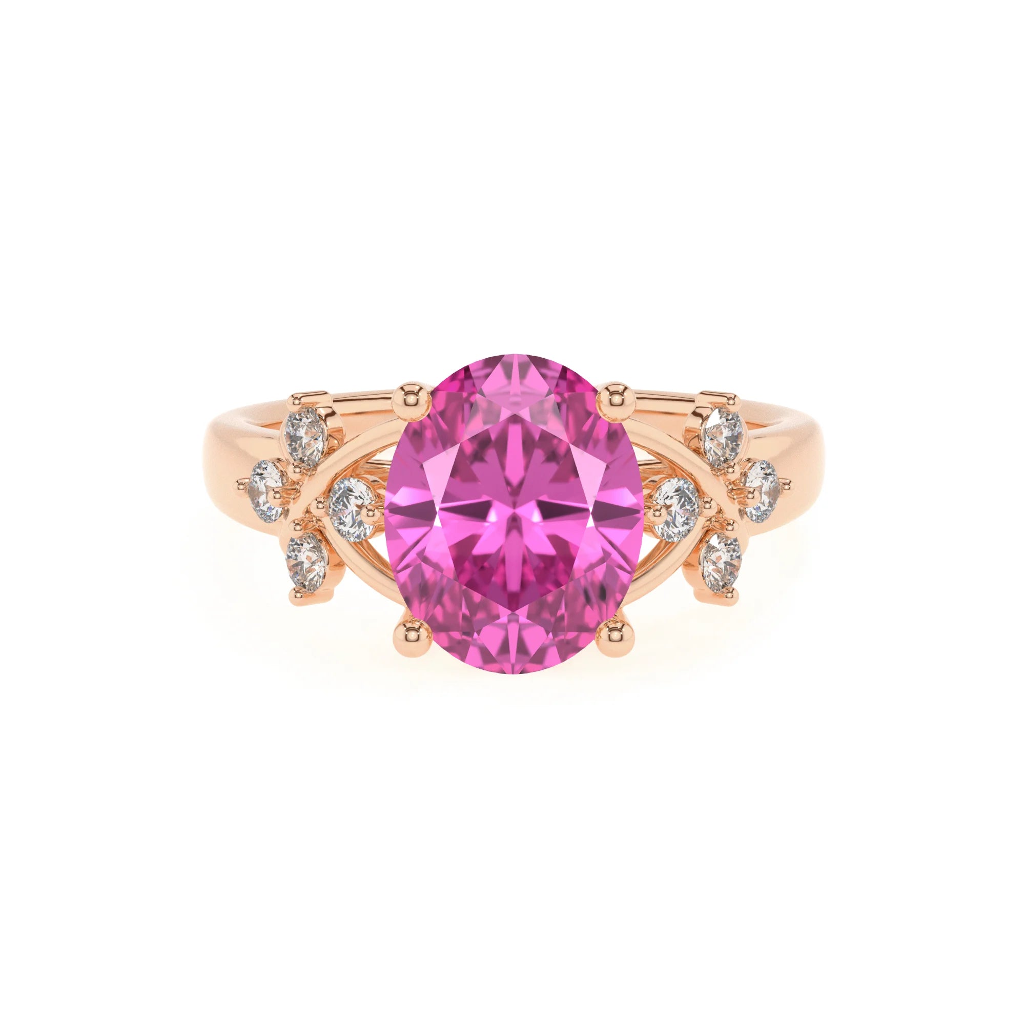 lab grown pink-sapphire oval solitaire rings in rose gold 