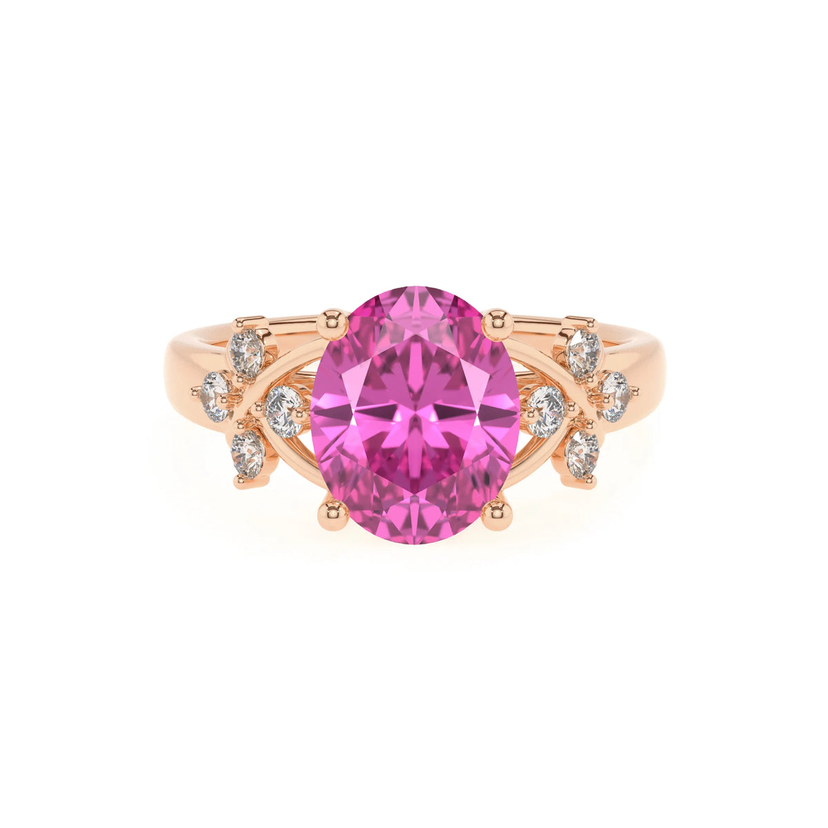 lab grown pink-sapphire oval solitaire rings in rose gold 