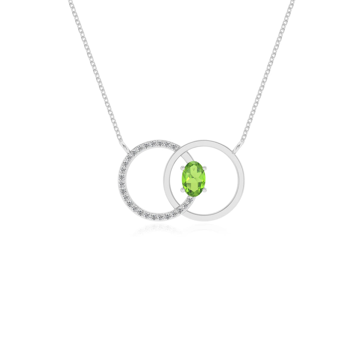 natural peridot oval solitaire necklaces in platinum 