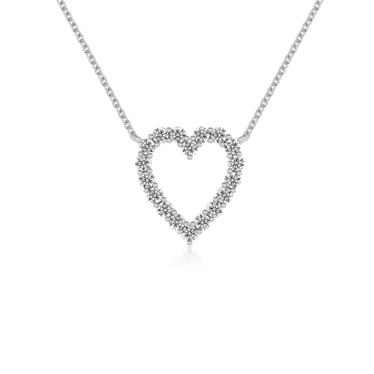 lab grown moissanite round v-bale necklaces in white gold 