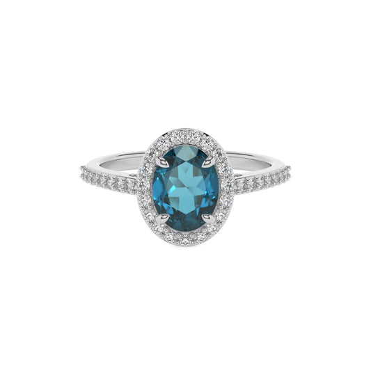 natural london-blue-topaz oval solitaire rings in platinum 