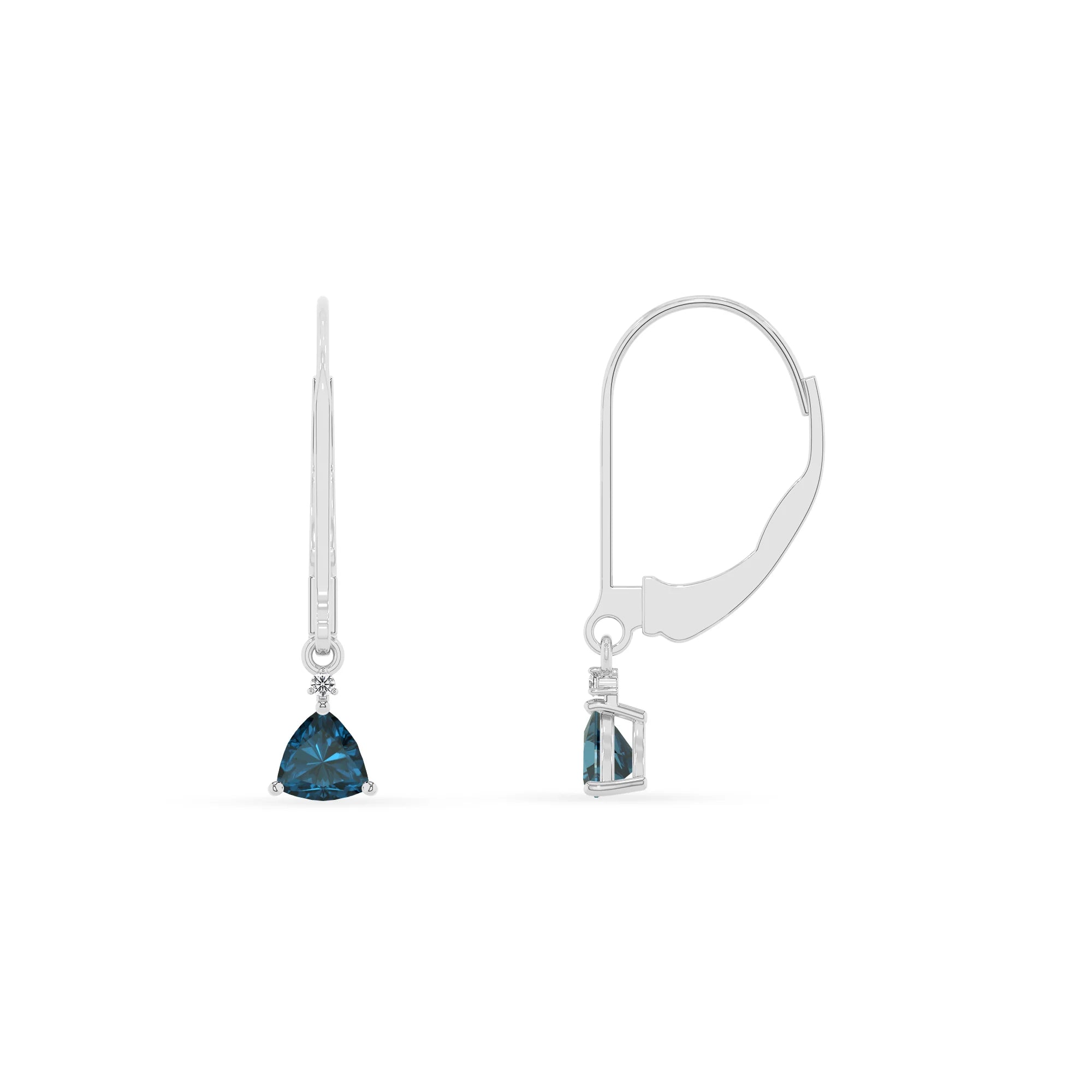 natural london blue topaz trillion drop earrings in sterling silver 