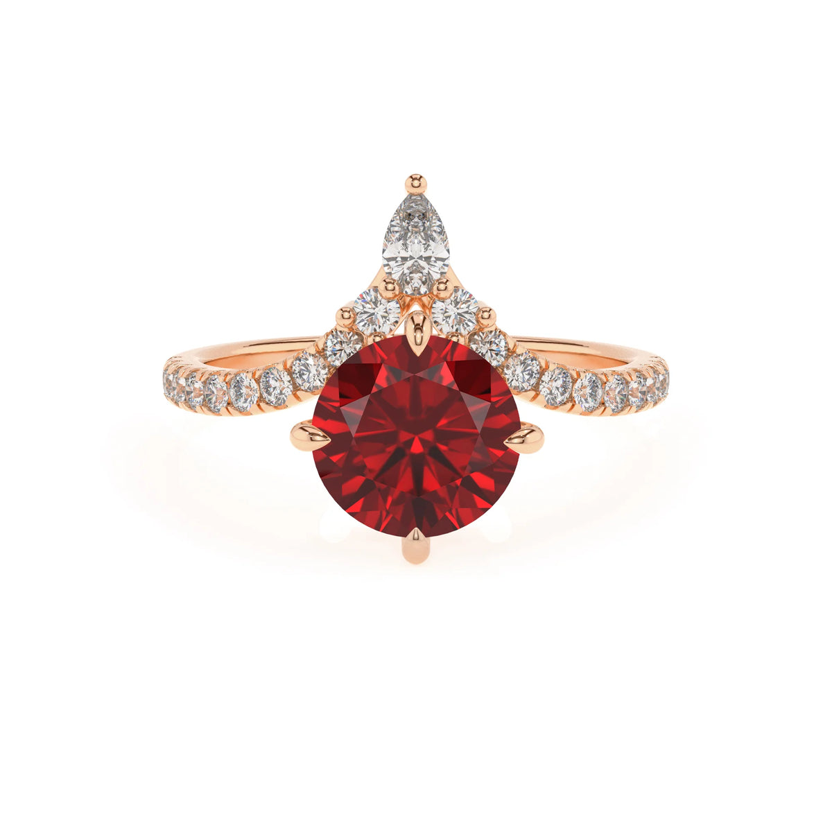 lab grown ruby round solitaire rings in rose gold 