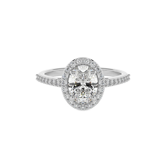 lab grown moissanite oval solitaire rings in white gold 