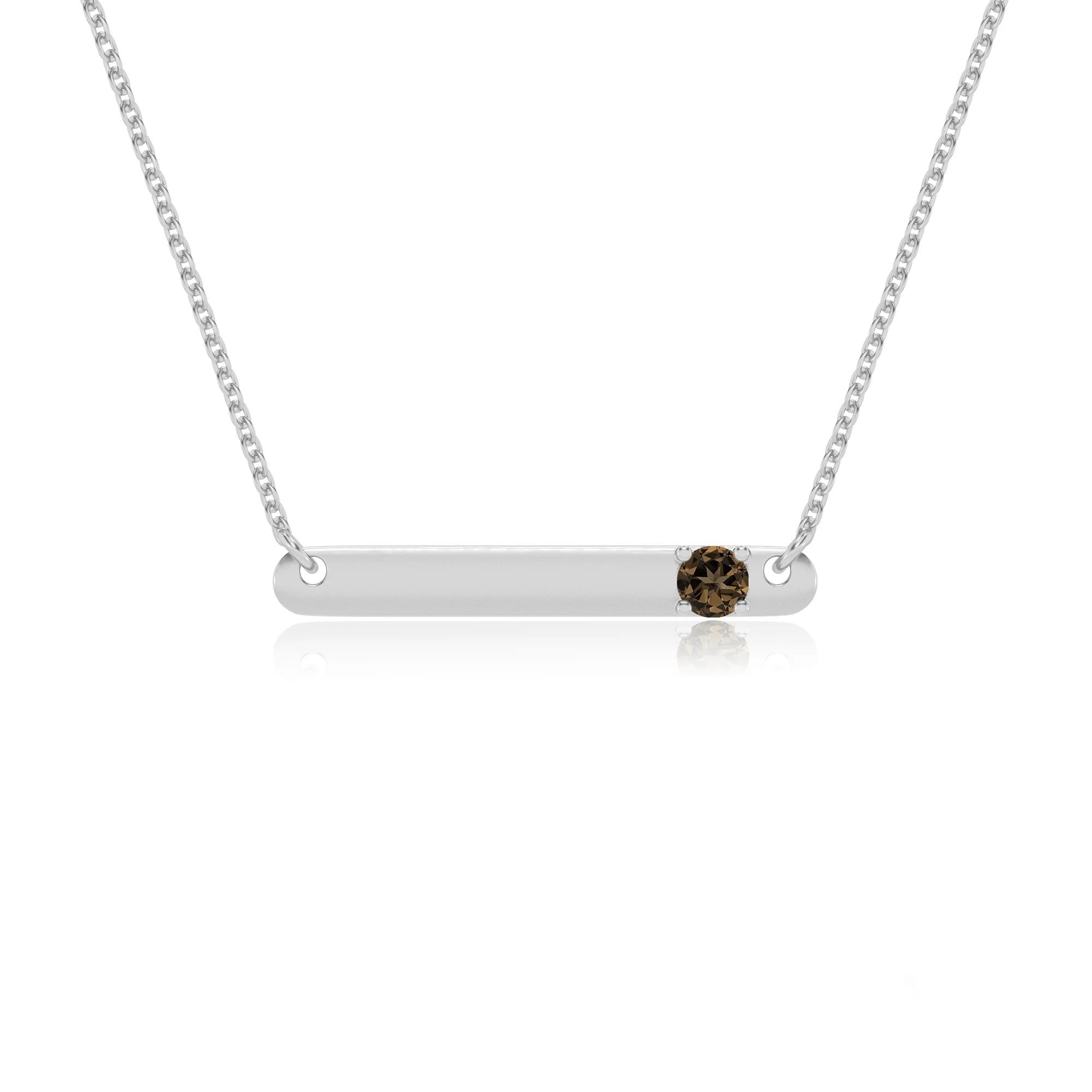 natural smoky-quartz round bar v-bale necklaces in white gold 