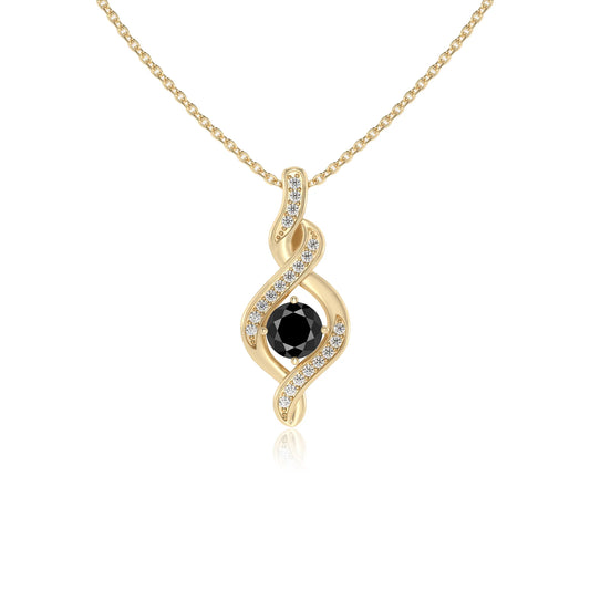 natural black-onyx round solitaire necklaces in yellow gold 