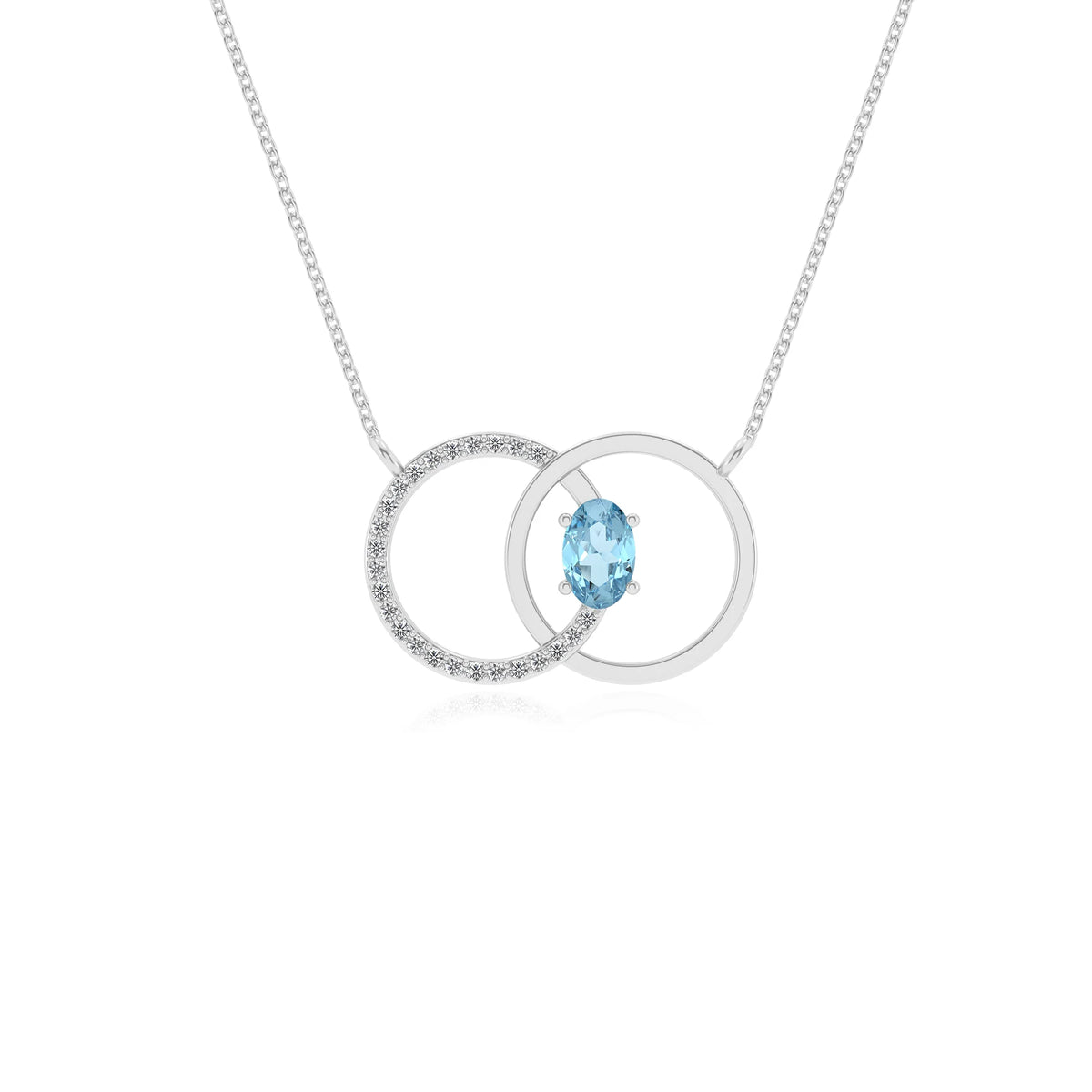 lab grown aquamarine oval solitaire necklaces in sterling silver 