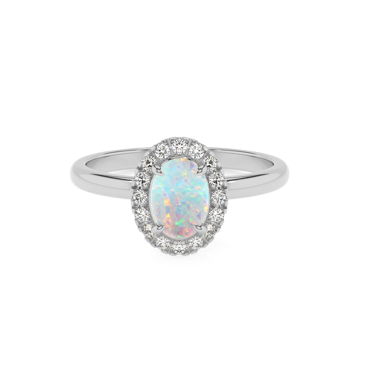 lab grown opal oval solitaire rings in platinum 