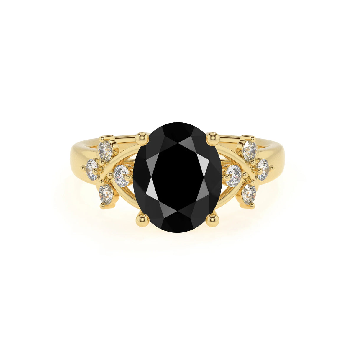 natural black-onyx oval solitaire rings in yellow gold 